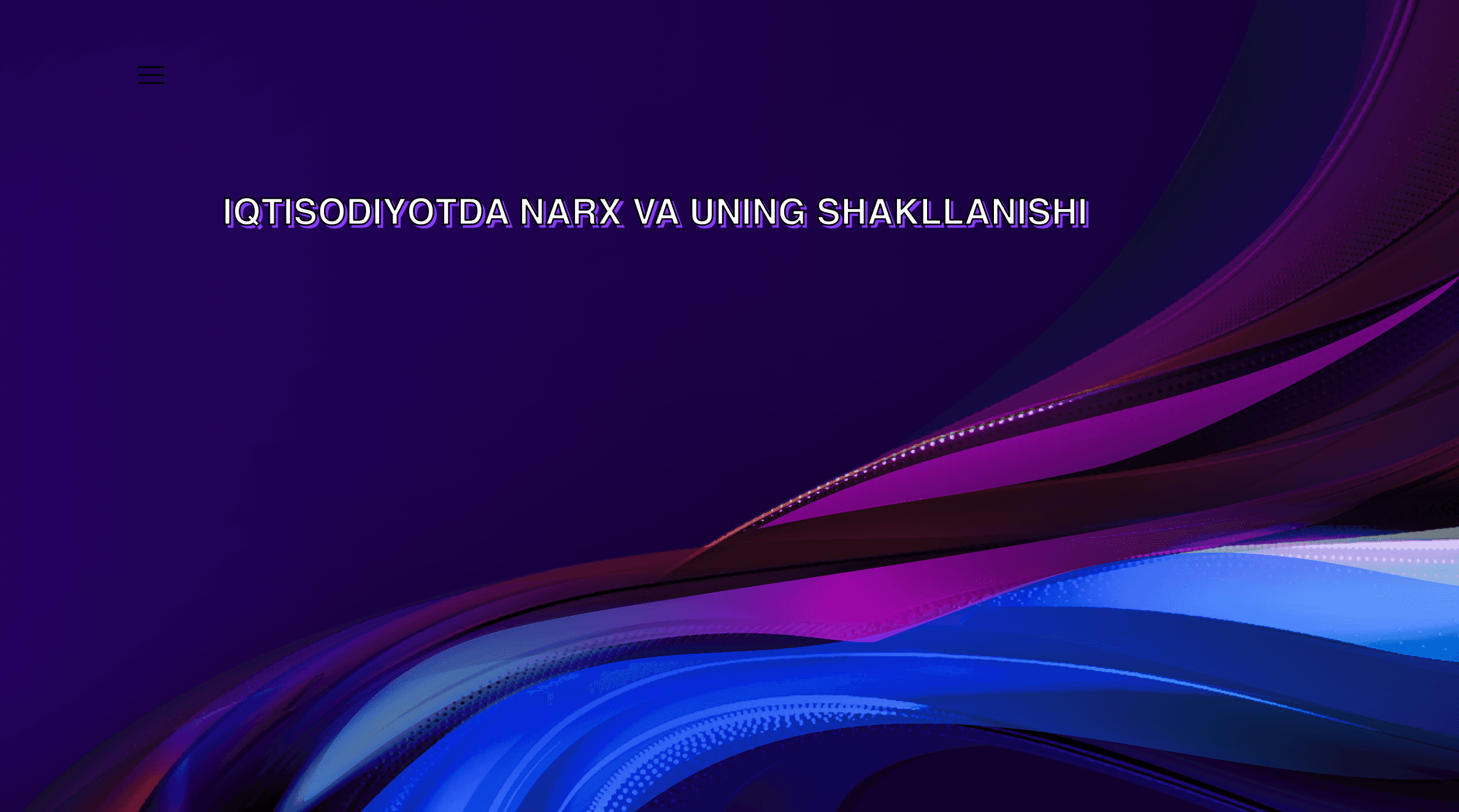 IQTISODIYOTDA NARX VA UNING SHAKLLANISH 1