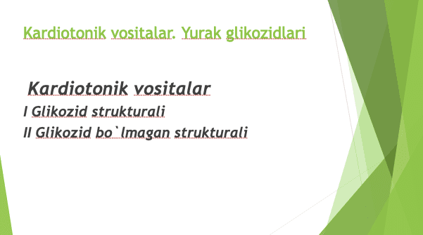 Yurak glikozidlari ppt 2