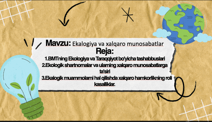Ekologik muammolarni hal qilishda xalqaro hamkorlik
