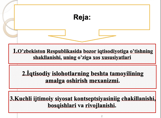 Mustaqillik yillarida Ózbekistondagi ijtimoiy-iqtisodiy islohatlar. 2