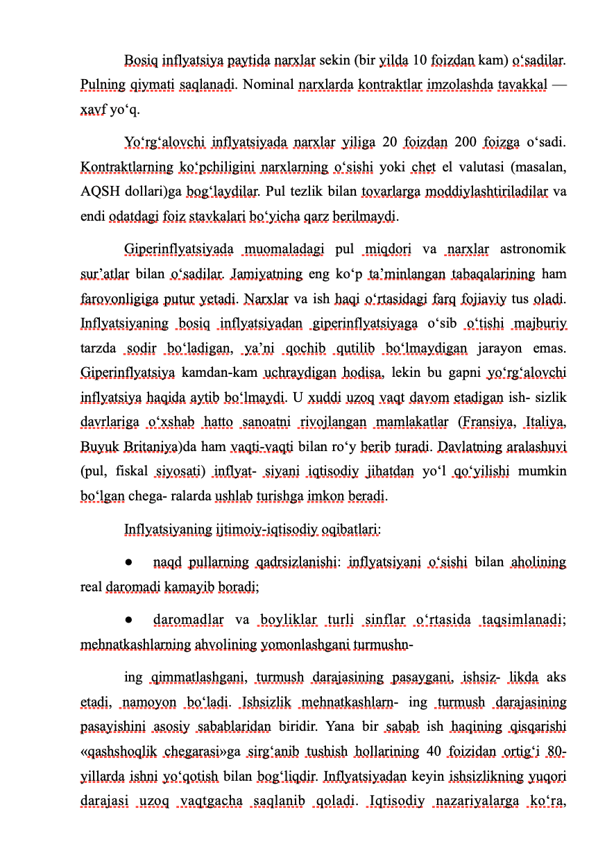 Inflyatsiya, uning o‘lchamlari va namoyon bo‘lish shakllari 2