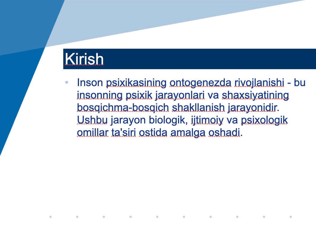 Inson Psixikasining Ontogenezda Rivojlanishi 2