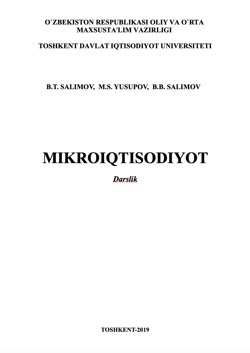 Mikroiqtisodiyot 1