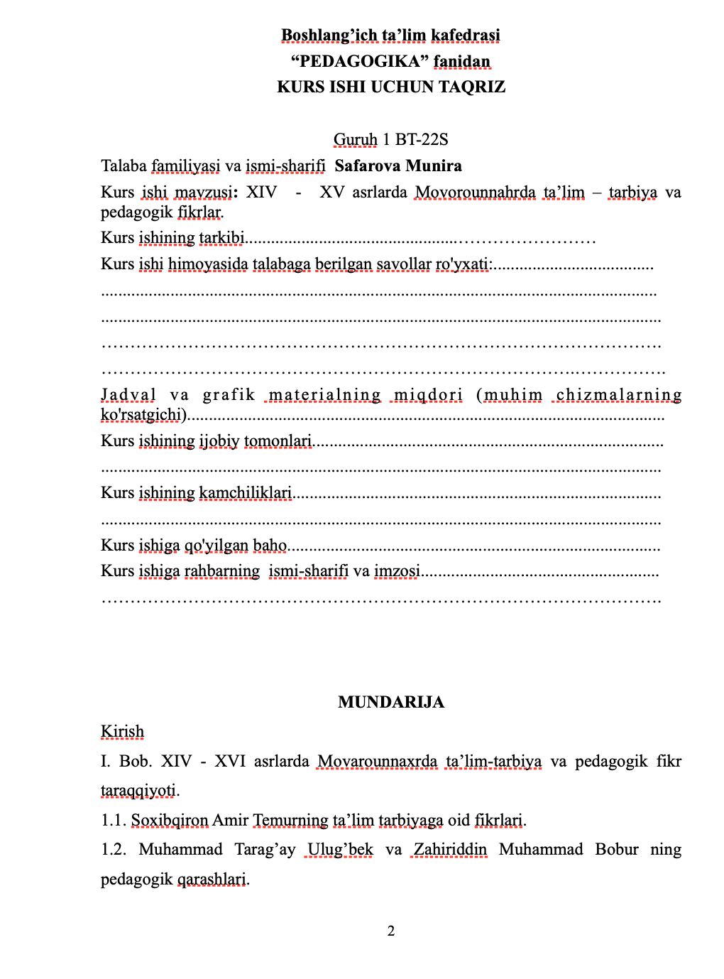 XIV  -  XV asrlarda Movorounnahrda ta’lim – tarbiya va pedagogik fikrlar 2
