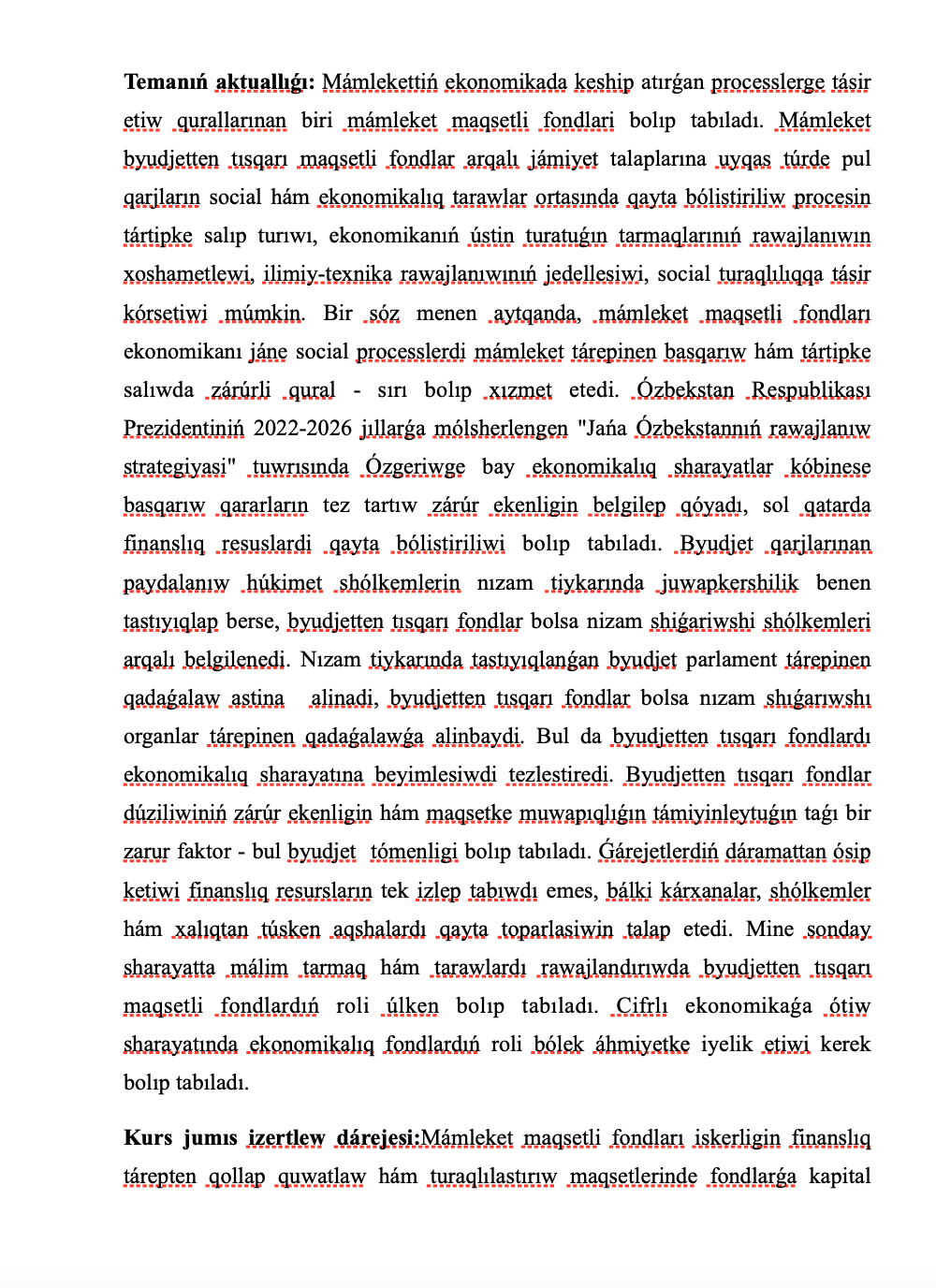 Mámlekettiń Maqsetli Fondlari Hám Ulwma Tusinik 2