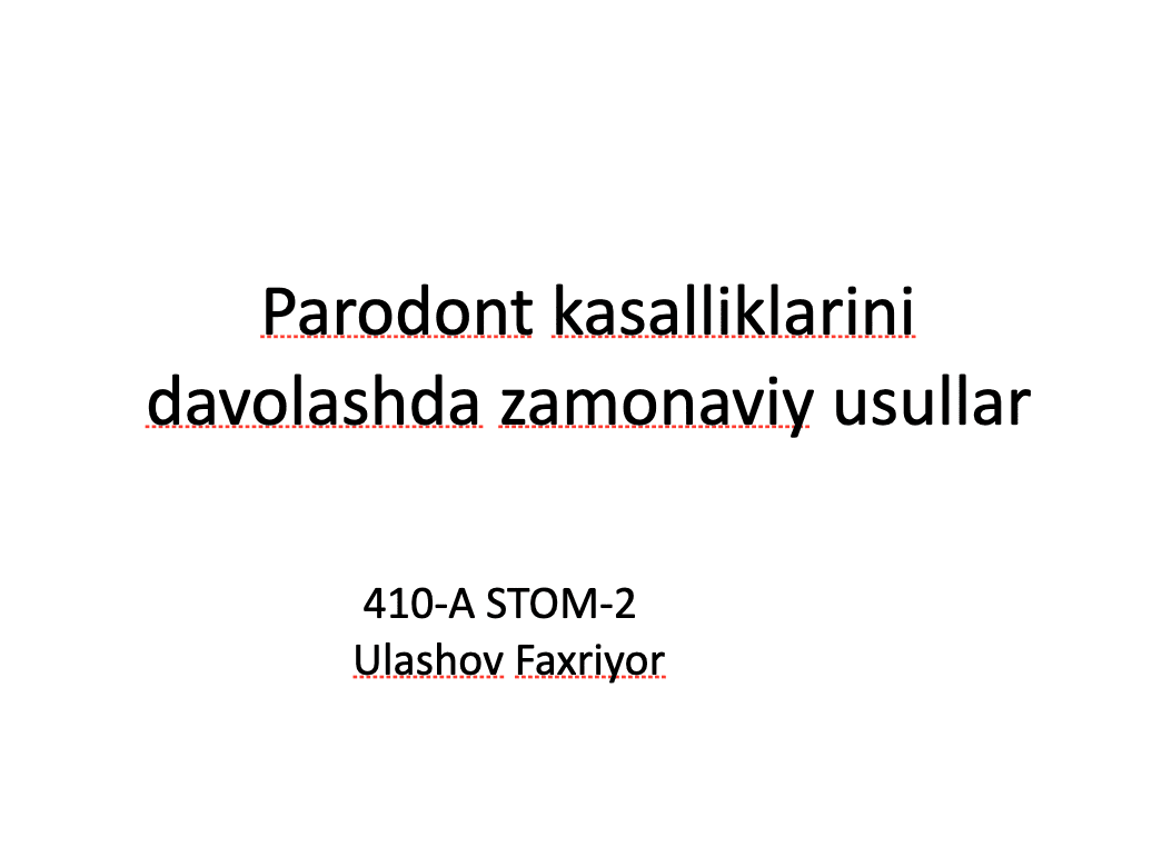 Parodont kasalliklarini davolashda zamonaviy usullar 1
