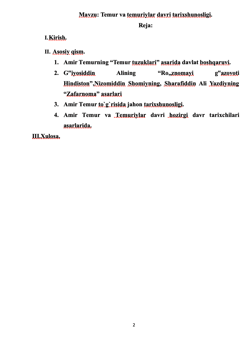 Temur va temuriylar davri tarixshunosligi kurs ishi 2