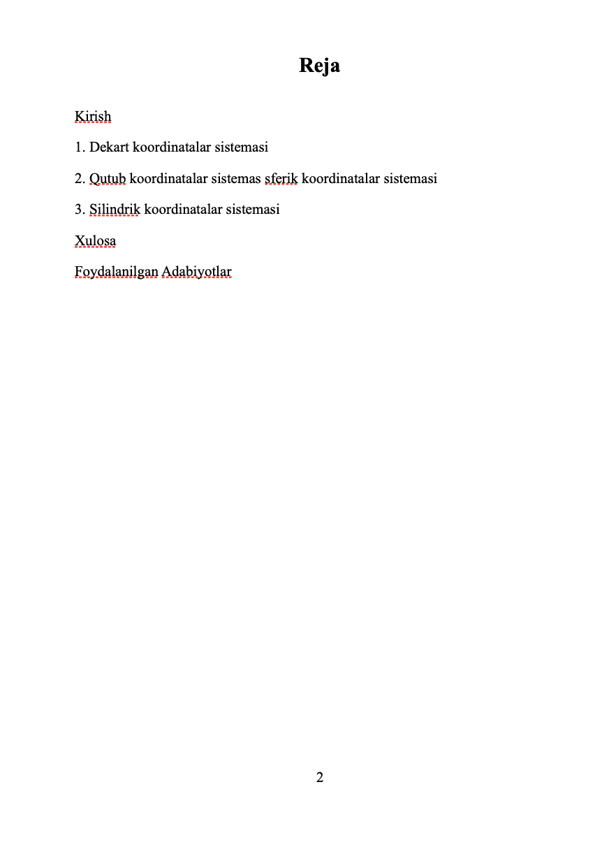 Koordinatalar sistemasi 2
