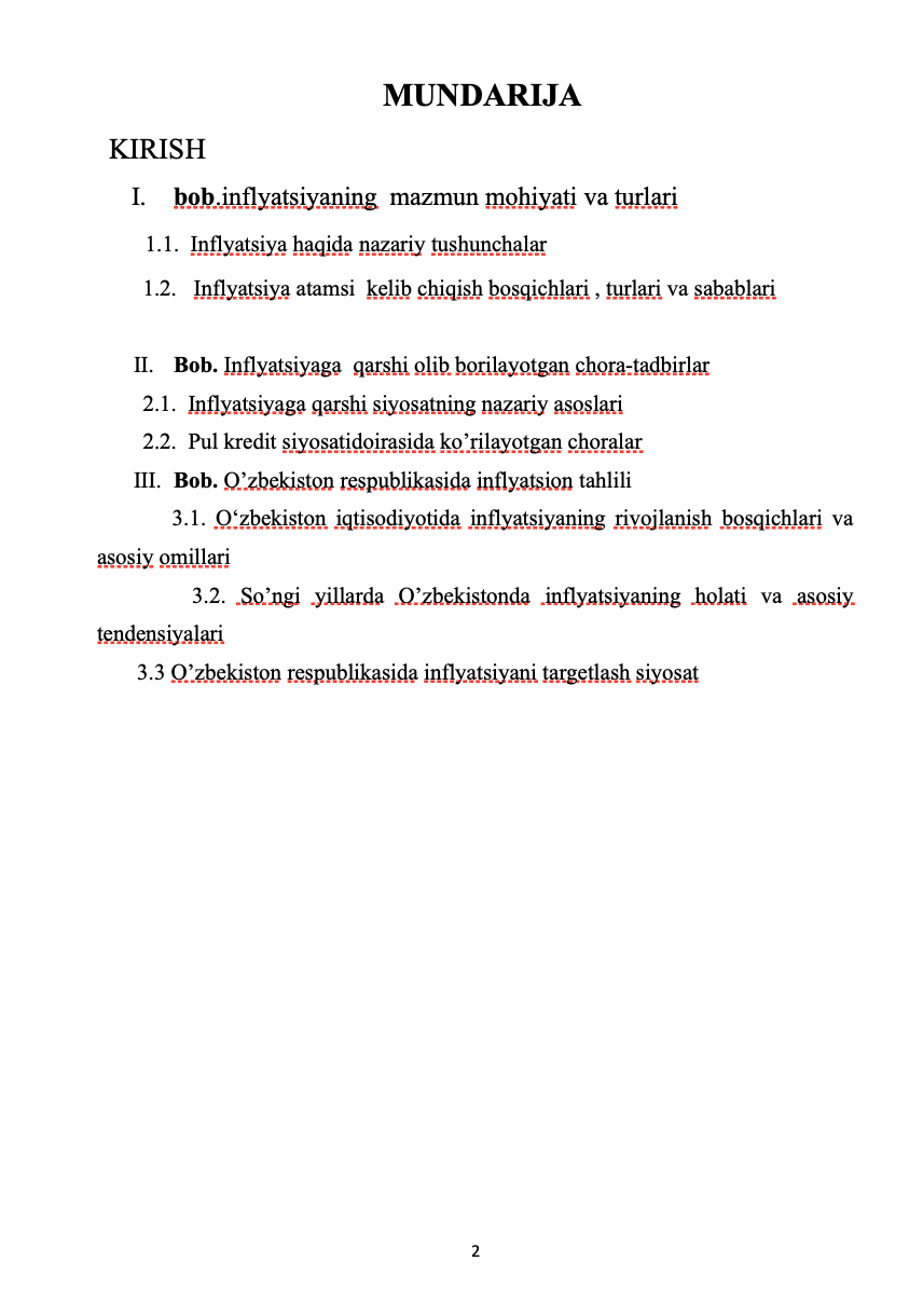 Inflyatsiyaga qarshi siyosat va O’zbekiston Respublikasida inflyatsiyaning tahlili 2