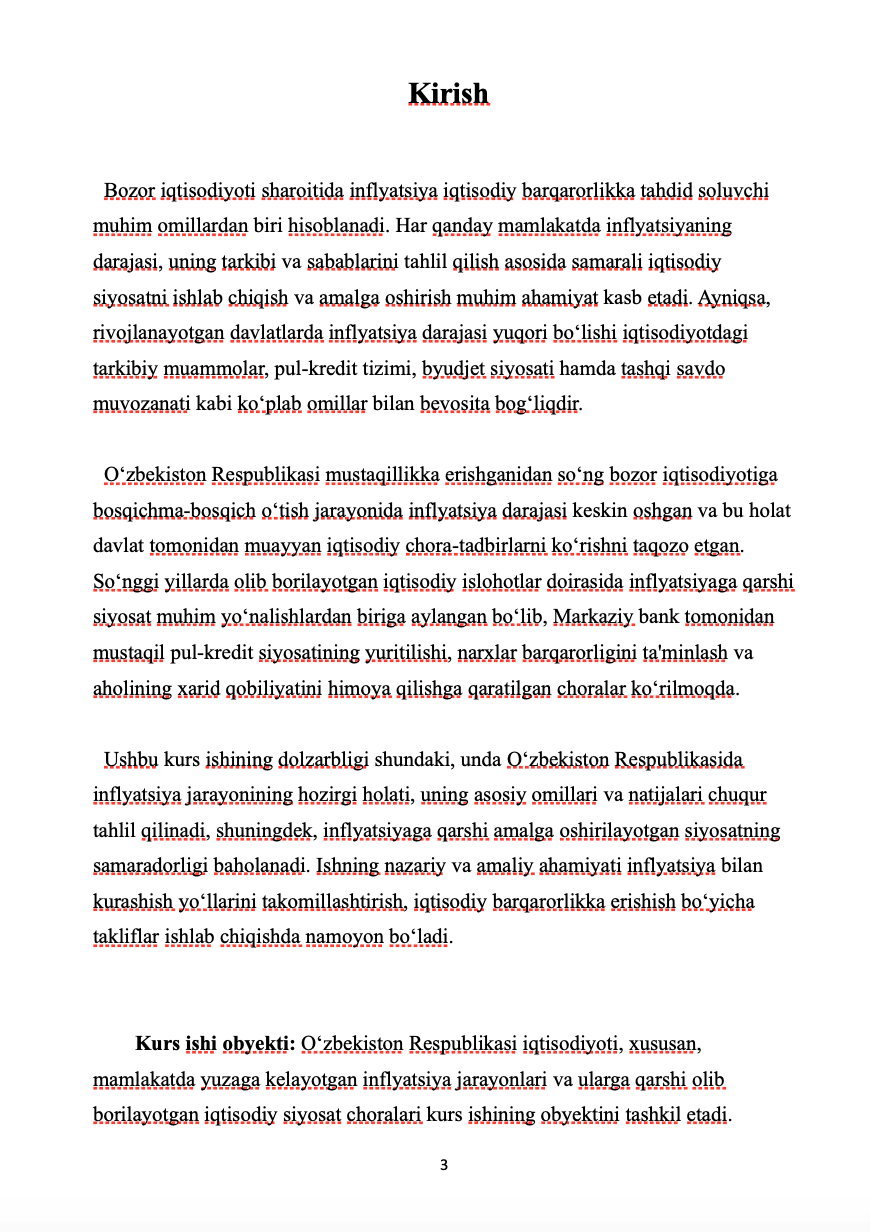 Inflyatsiyaga qarshi siyosat va O’zbekiston Respublikasida inflyatsiyaning tahlili 3