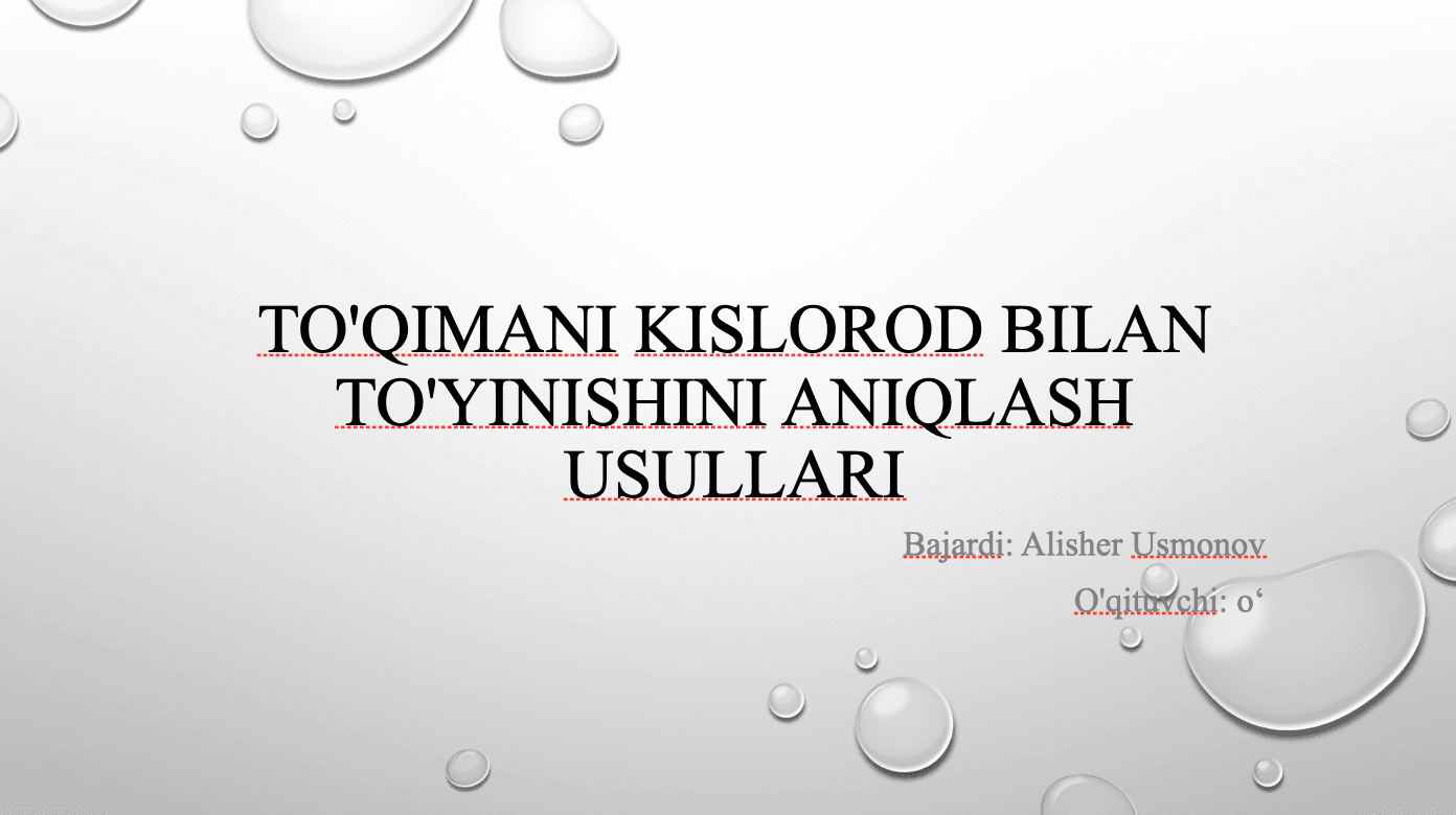 To'qimani kislorod bilan to'yinishini aniqlash usullari 1