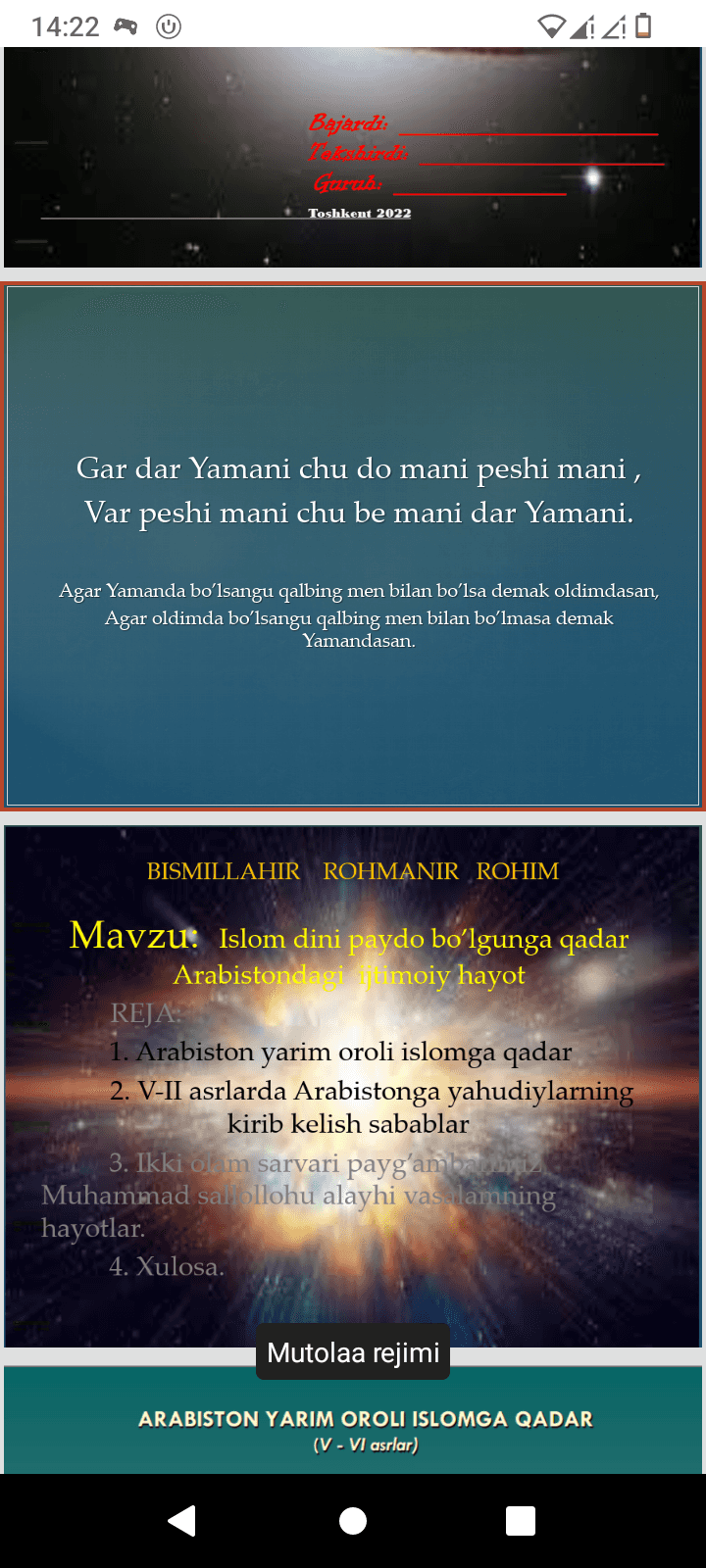 Islom dini paydo bo’lgunga qadar Arabistondagi  ijtimoiy hayot 1