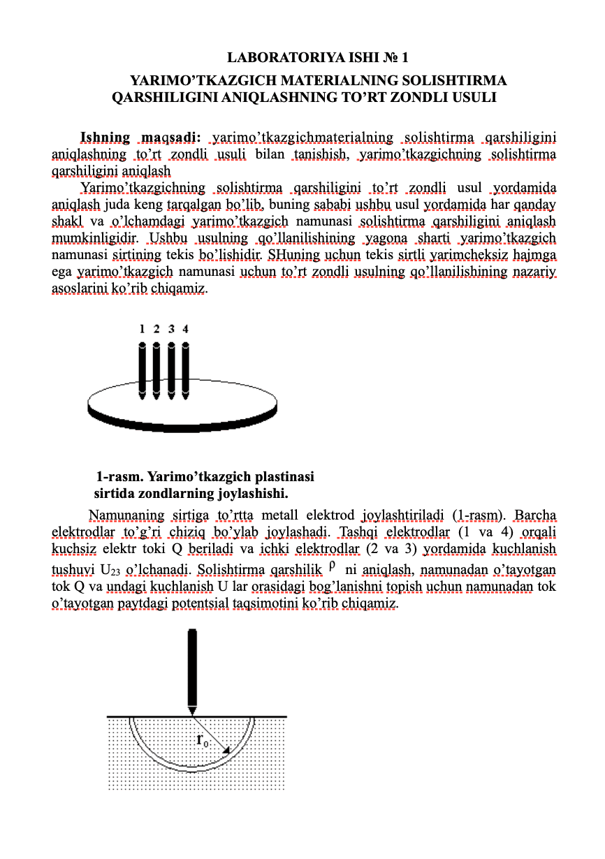 QATTIQ JISMLAR FIZIKASI fanidan laboratoriya ishlari 2