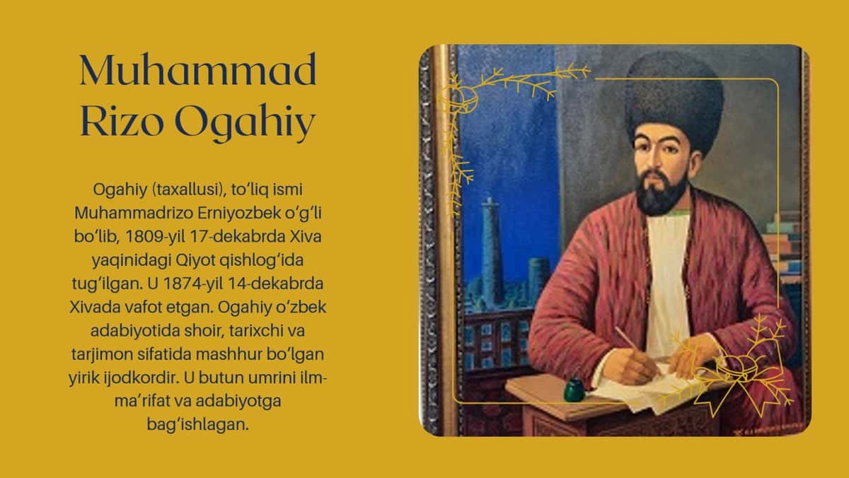 Muhammad Rizo Ogahiy taqdimot slayd 1
