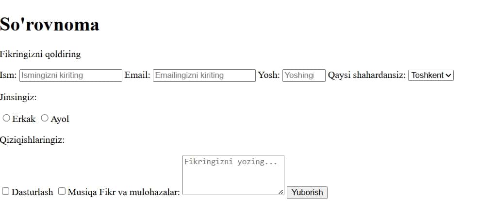 Built a survey form 1
