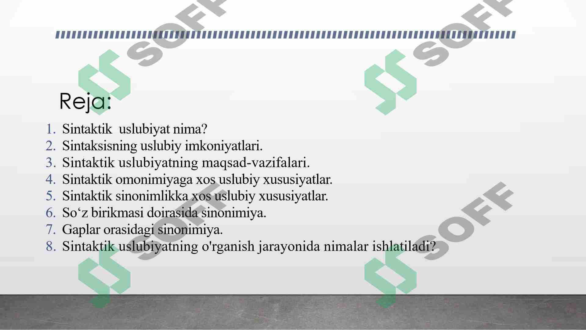 Sintaktik uslubiyat Fan:Nutq madaniyati va uslubiyat asoslari 2