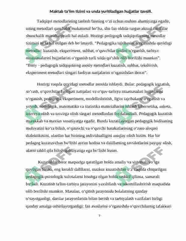 Maktab hujjatlarini o‘rganish va uni tahlil qilish 7