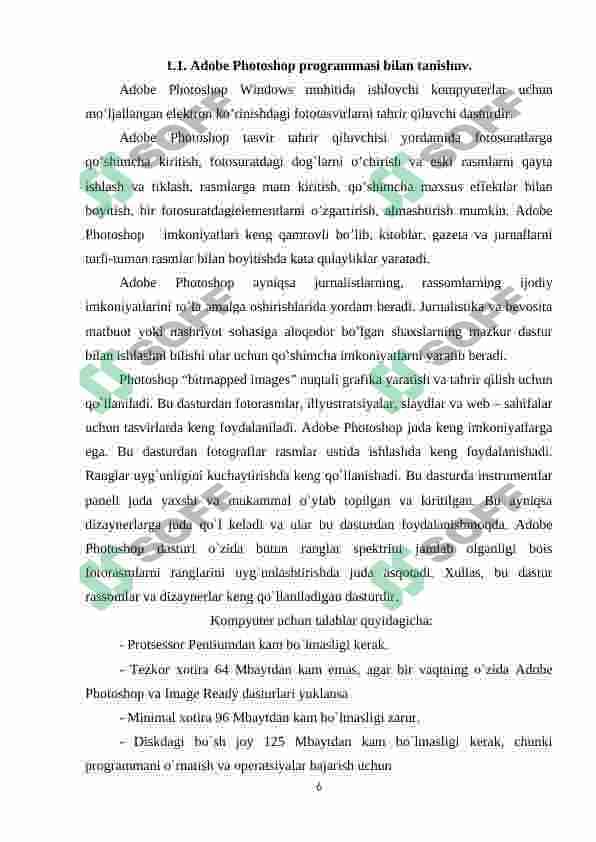 Adobe Photoshop dastur haqida umumiy maʼlumot 6