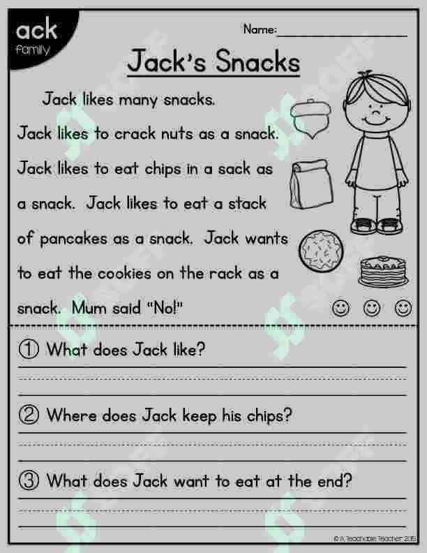 Short Vowel Passages reading 3