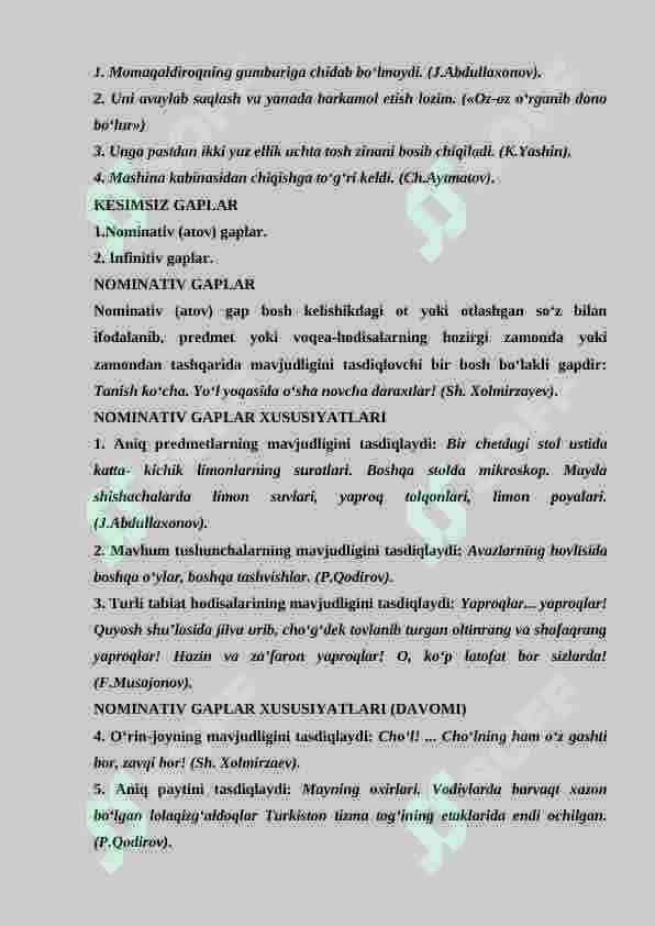 Gaplarning tuzilish jihatdan turlari: sodda va qo‘shma gap. Sodda gap turlari. 3