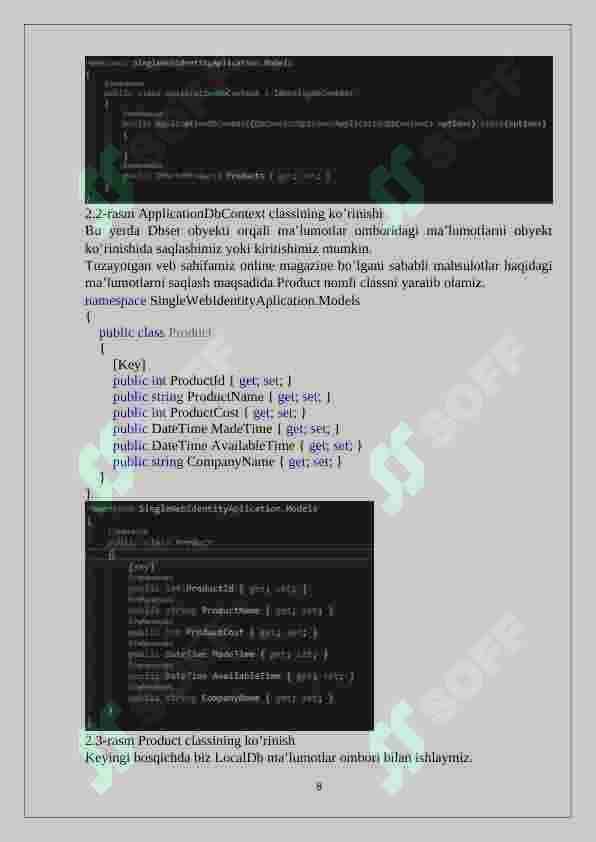 AspNet texnologiyasi yordamida Super Market tizimini boshqarish 8