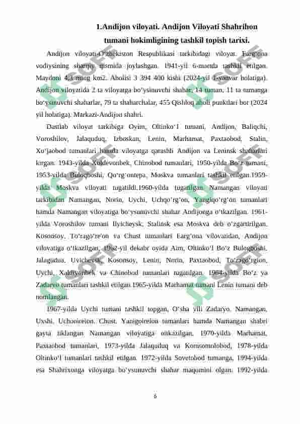 Andijon Viloyati.Shahrihon tumani hokimligining tashkil topish tarixi 6