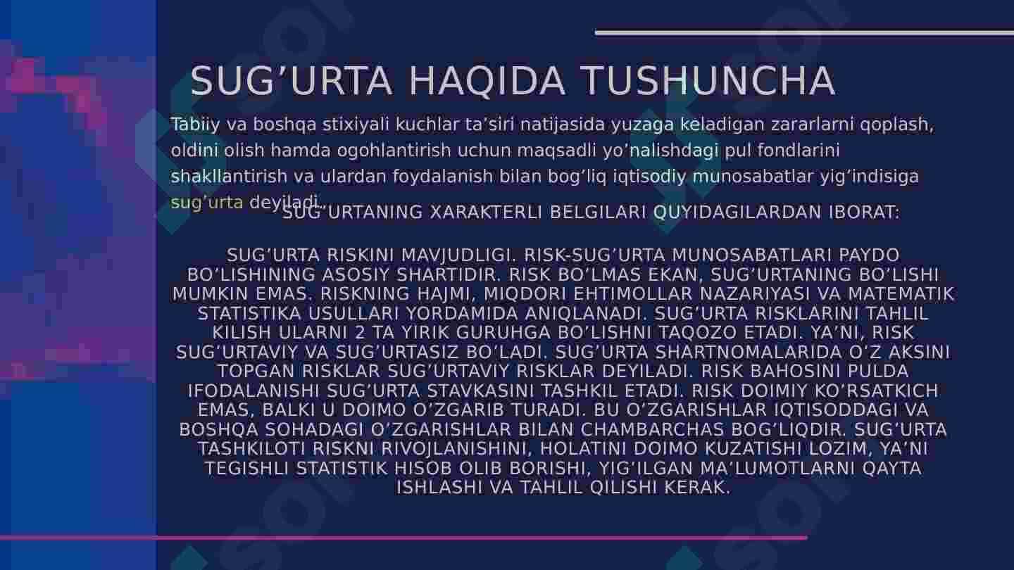 Sug’urta tasnifi 3