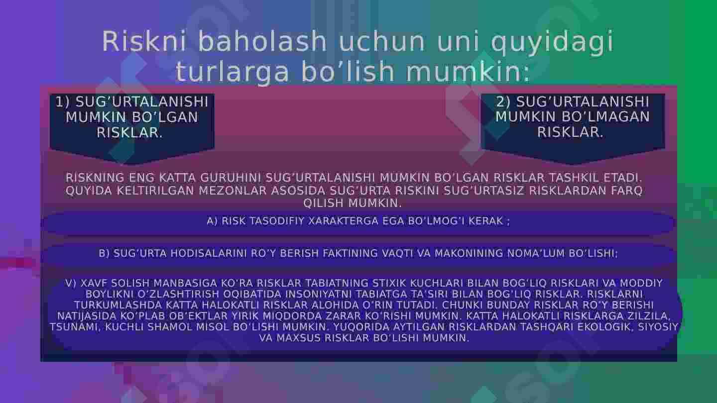 Sug’urta tasnifi 4