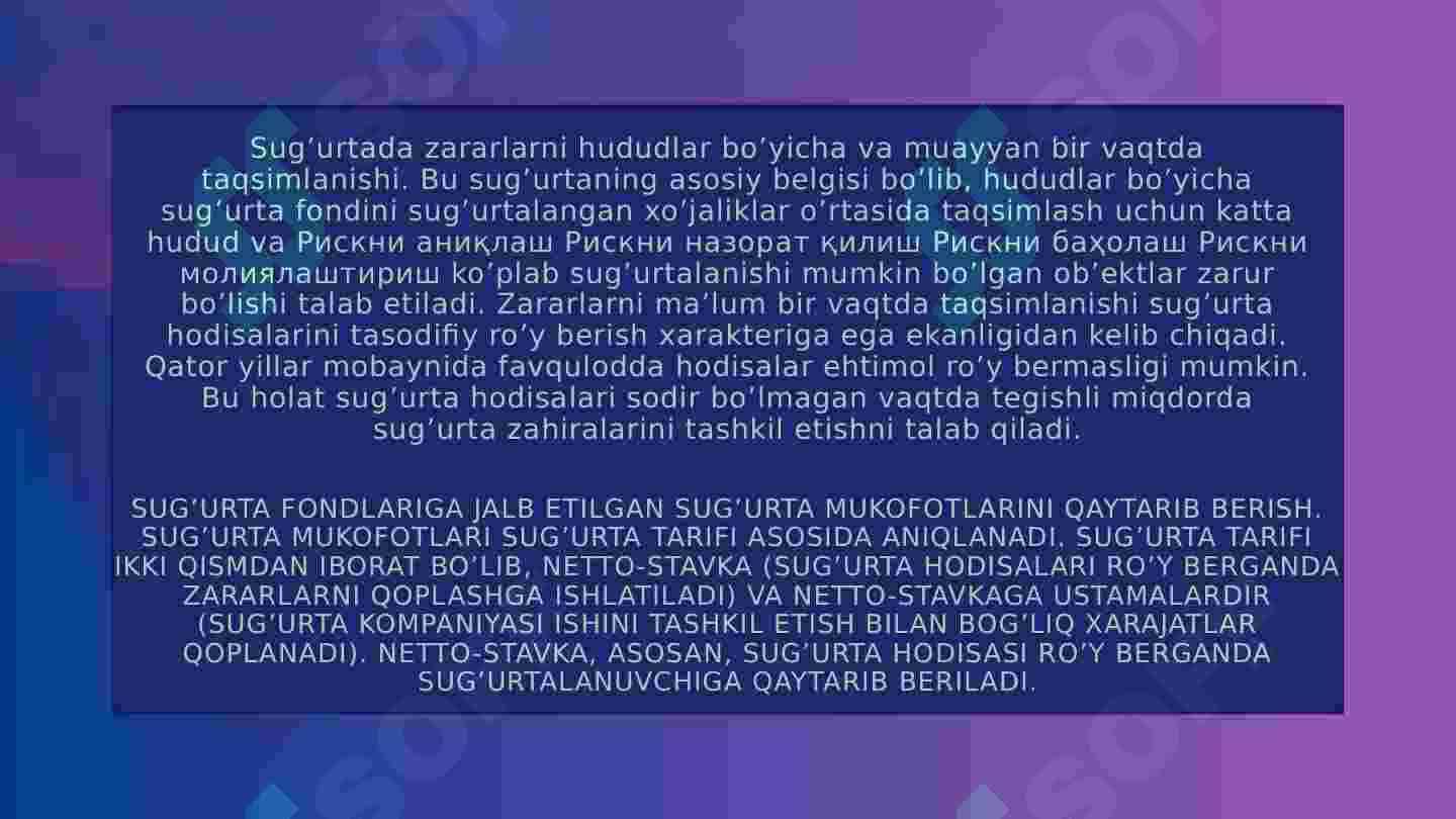 Sug’urta tasnifi 7