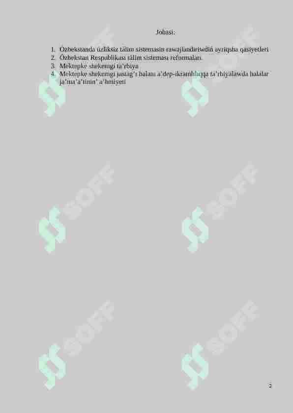 Mektepke shekemgi talim -uzliksiz talimnin boʻlek turi retinde 2
