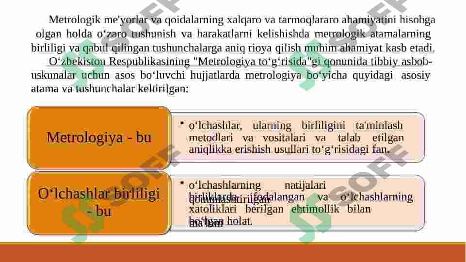 METROLOGIYA BO'YICHA ASOSIY TUSHUNCHALAR VA TA'RIFLARNI O'RGANISH 4