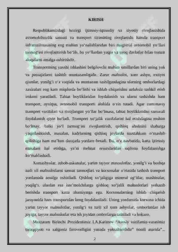 TRANSPORT OMBORLARIDA ORTISH-TUSHIRISH TIZIMINI SHAKLLANTIRISH 2