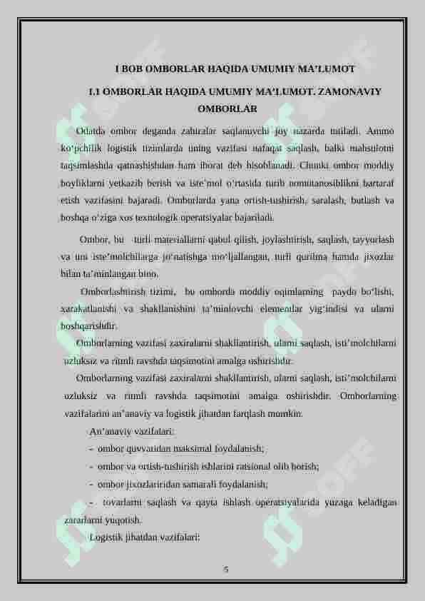 TRANSPORT OMBORLARIDA ORTISH-TUSHIRISH TIZIMINI SHAKLLANTIRISH 5