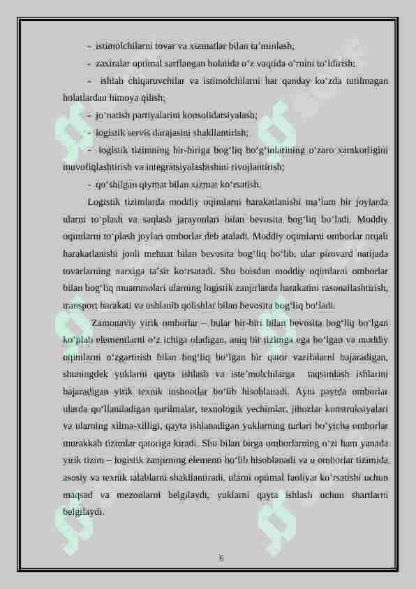 TRANSPORT OMBORLARIDA ORTISH-TUSHIRISH TIZIMINI SHAKLLANTIRISH 6