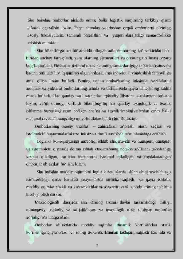 TRANSPORT OMBORLARIDA ORTISH-TUSHIRISH TIZIMINI SHAKLLANTIRISH 7