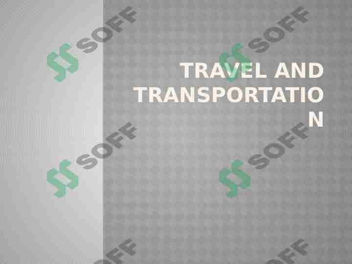 Travel and transportation 1