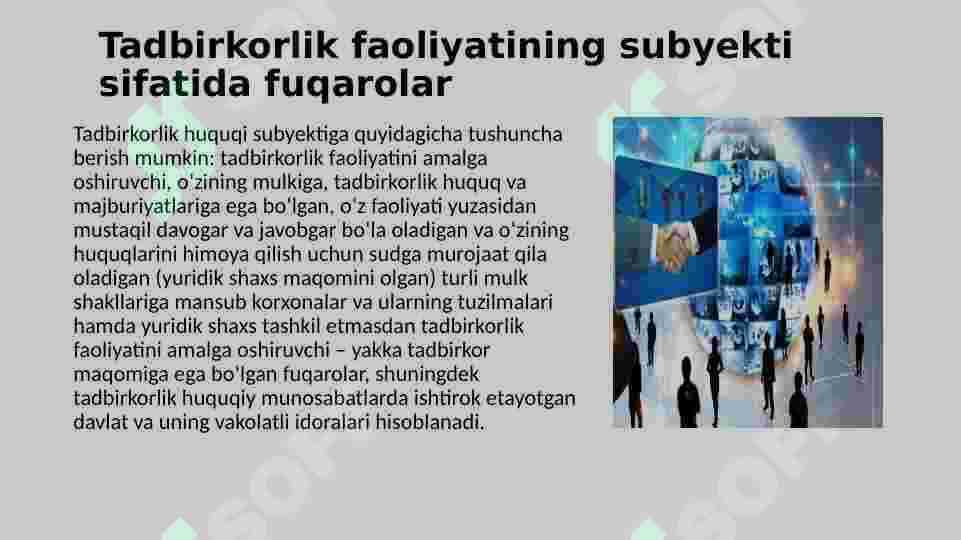 TADBIRKORLIK FAOLIYATI SUB’YEKTLARI VA ULARNING TURLARI 3