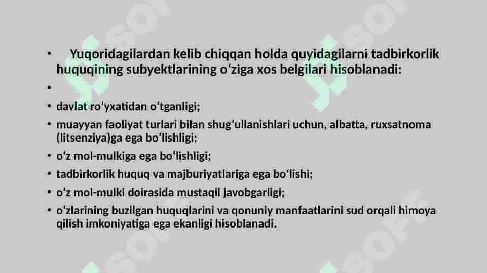 TADBIRKORLIK FAOLIYATI SUB’YEKTLARI VA ULARNING TURLARI 4