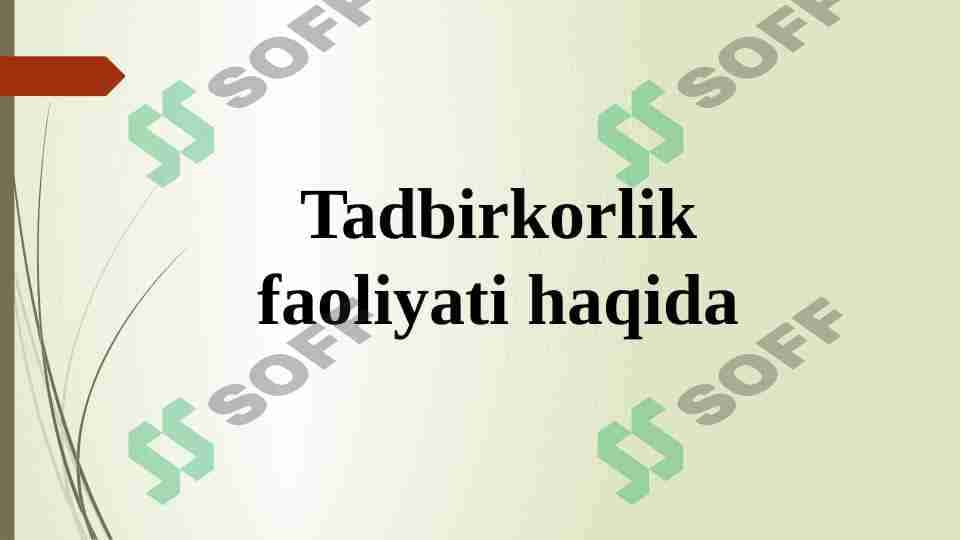 Tadbirkorlik faoliyati haqida