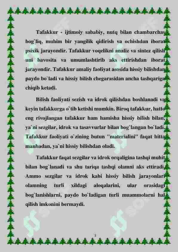 Tafakkur operatsiyalari, tafakkur shakllari, tafakkur turlari va sifatlari haqida 2