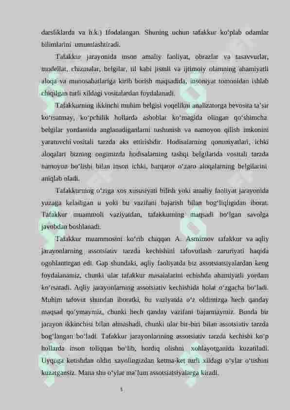 Tafakkur muammosi assotsiativ nazariyasi 5