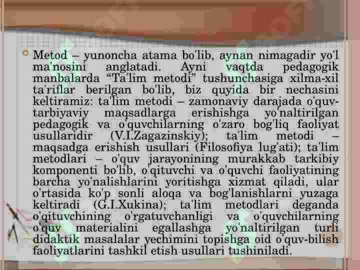 Ta’lim metodlari va vositalari 2