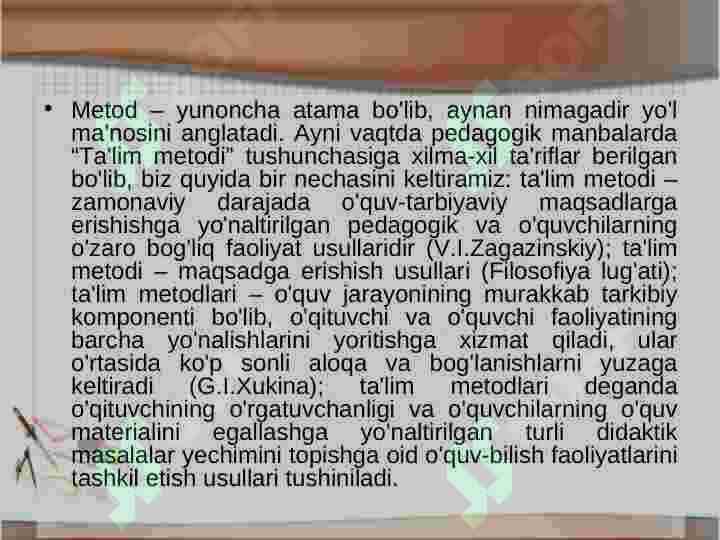 Maxsus fanlarni o’qitish jarayonida ta’lim metodlari 2