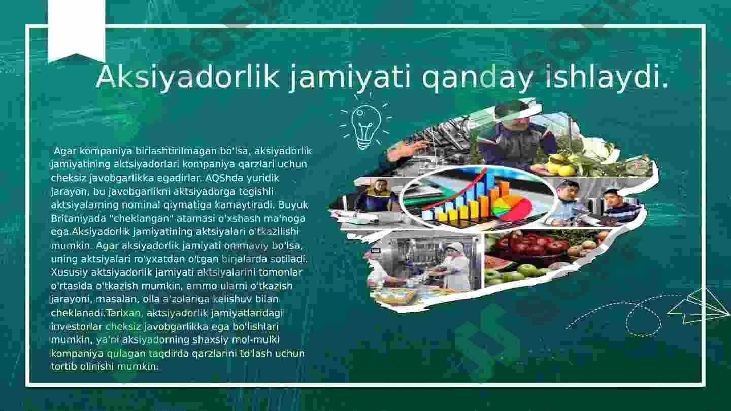 Aksiyadorlik jamiyatining tashkiliy iqtisodiy asoslari 5