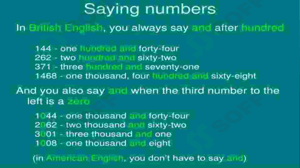 Numbers in English 7