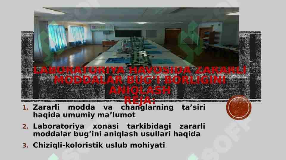 Laboratoriya havosida zararli moddalar bugʼi borligini aniqlash