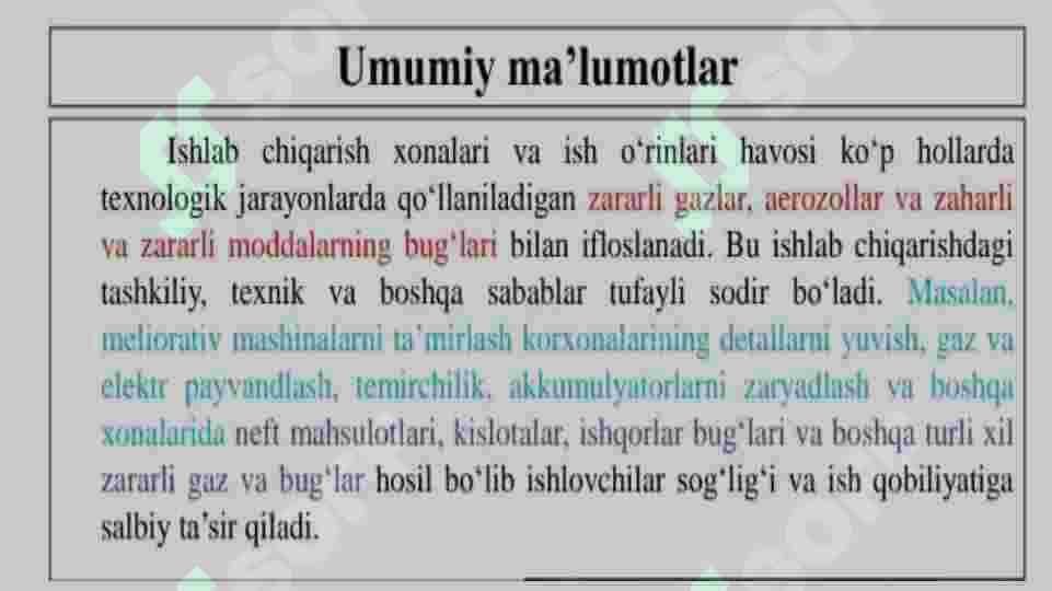 Laboratoriya havosida zararli moddalar bugʼi borligini aniqlash 2