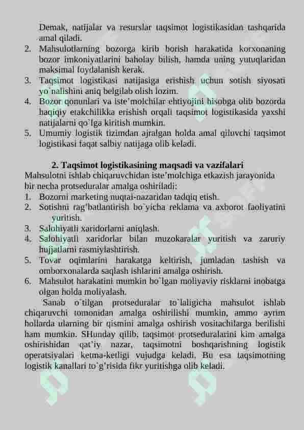 Taqsimot logistikasi 4