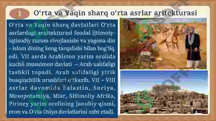 O'rta va Yaqin sharq o'rta asrlar aritekturasi. Hindistonning o‘rta asrlardagi arxitekturasi. Xitoy va Yaponiyaning o‘rta asrlar arxitekturasi. 3