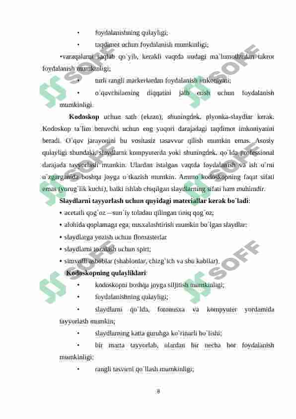 Boshlang’ich sinflarda dars mashg’ulotlarida tarqatma materillardan foydalanishning ahamiyati 8